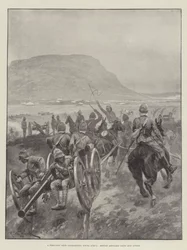 Ein Feldtag in der Nähe von Charlestown, Südafrika, britische Artillerie geht in Aktion